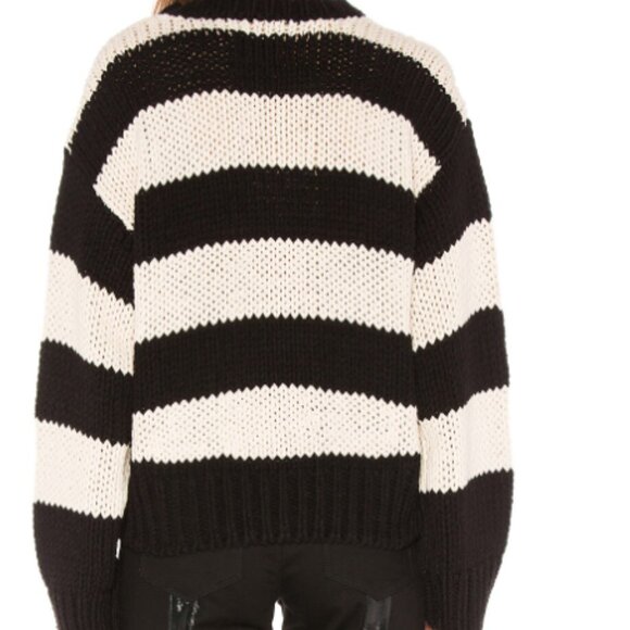 NWT RTA Griffith Oversized Striped Cotton-blend Sweater In Black - Picture 9 of 14